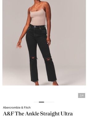 Abercrombie & Fitch Black Ankle Straight Ripped Jeans